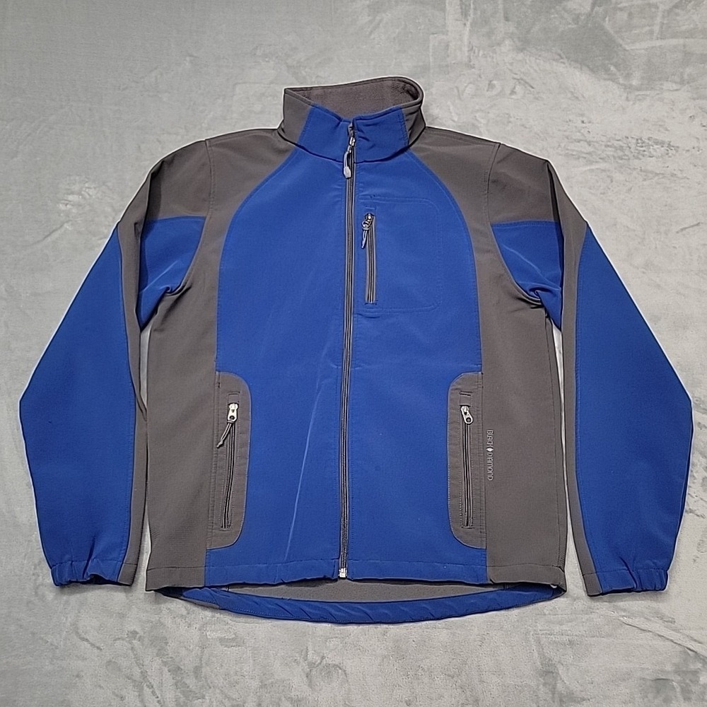 Black Diamond Jacket Mens Medium Blue Grey Softshell Full Zip Hiking Active